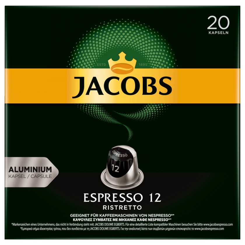 Jacobs Kaffeekapseln Espresso 12 Ristretto 104g, 20 Nespresso kompatible Kapseln